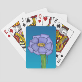 Paarse vierkante bloem met blauwe achtergrond pokerkaarten