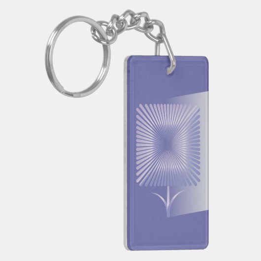 Paarse vierkante bloem sleutelhanger (Voorkant Links)
