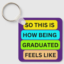 Paarse vierkante sleutelhanger SO_THIS_IS_HOW_BEIN