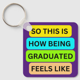 Paarse vierkante sleutelhanger SO_THIS_IS_HOW_BEIN