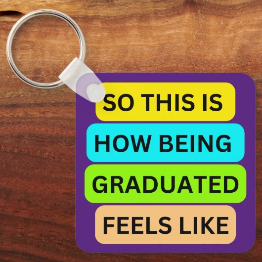 Paarse vierkante sleutelhanger SO_THIS_IS_HOW_BEIN (Voorkant)