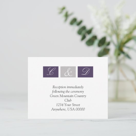 Paarse Vierkanten RSVP-kaart RSVP Kaartje (Staand voorkant)