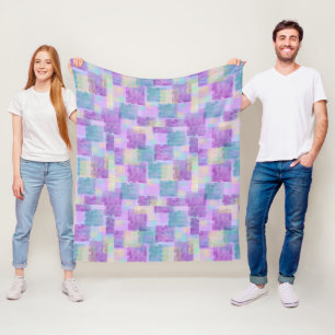 Paarse Vierkantjes Abstracte Fleece Deken