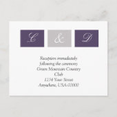 Paarse vierkantjes RSVP-kaart Uitnodiging Briefkaart (Voorkant)