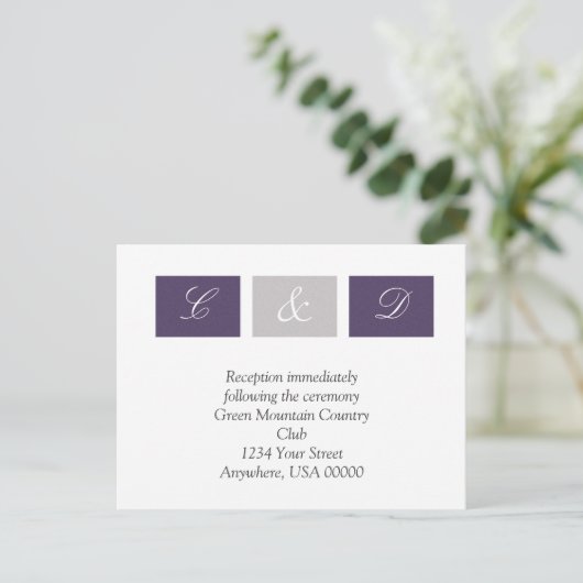 Paarse vierkantjes RSVP-kaart Uitnodiging Briefkaart (Staand voorkant)
