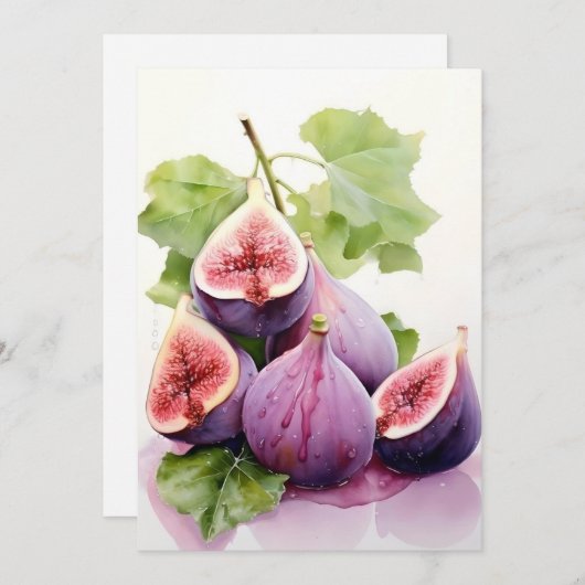 Paarse vijgen in Waterverf Feestdagenkaart (Voorkant / Achterkant)