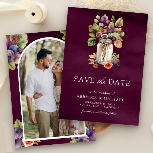 Paarse Vijgen Metsontegel Foto Bruiloft Save The Date