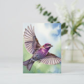 Paarse Vink in vlucht Briefkaart (Staand voorkant)
