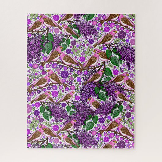 Paarse vinken, Lilacs - NH State Bird and Flower Legpuzzel (Verticaal)