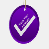 Paarse vinkje symbool kerst keramisch ornament (Rechts)