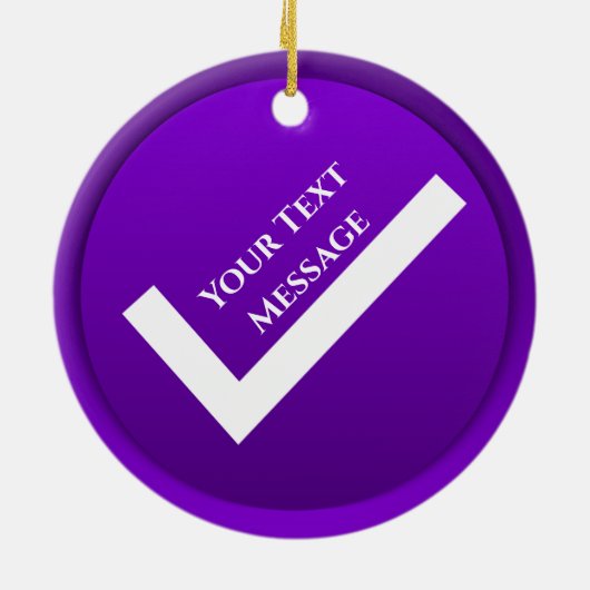 Paarse vinkje symbool kerst keramisch ornament (Achterkant)