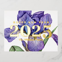 Paarse Vintage Bloemen Gelukkig Nieuwjaar 2027 Gou
