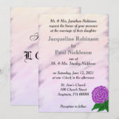 Paarse Vintage Bloemen Waterverf Bruiloft Kaart (Voorkant / Achterkant)