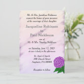 Paarse Vintage Bloemen Waterverf Bruiloft Kaart (Staand voorkant)