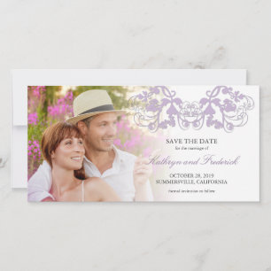 Paarse Vintage Bloemstuk Foto Bewaar De Datum Save The Date