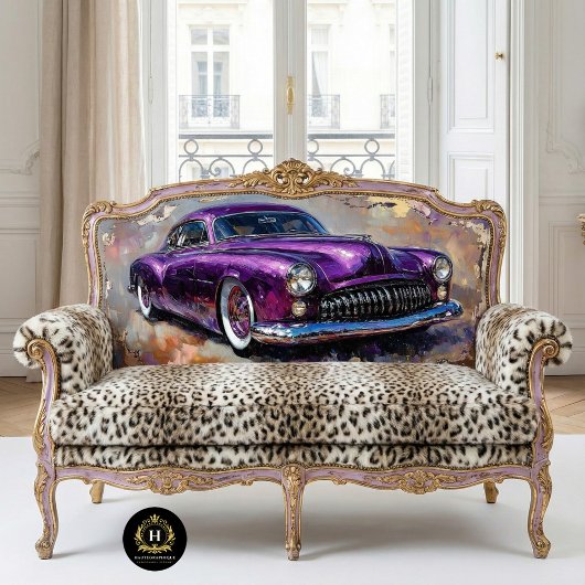 Paarse Vintage Car Art Decoupage Tissuepapier