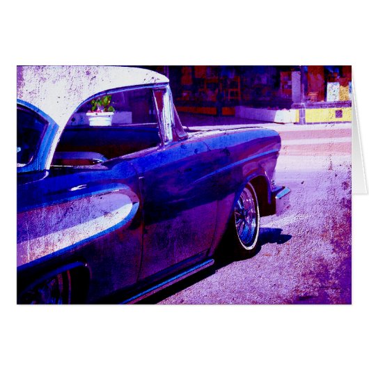 Paarse Vintage Car Grunge Digital Art All Occasion (Voorkant Horizontaal)