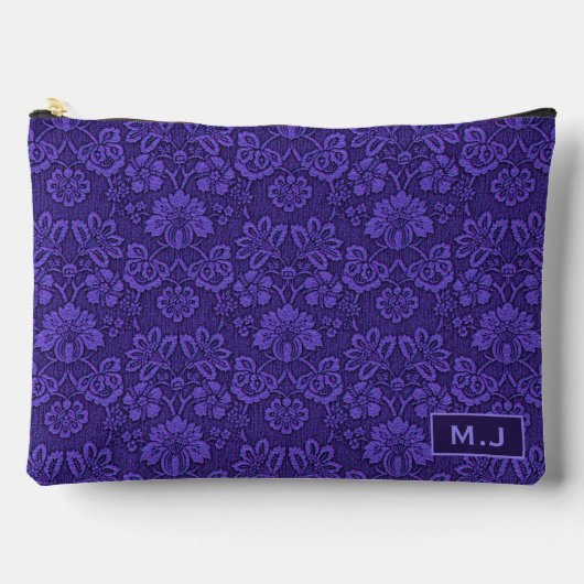 Paarse Vintage Damast Elegante Monogram Etui (Voorkant)