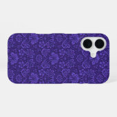 Paarse Vintage Damast Patroon iPhone 16 Hoesje (Achterkant horizontaal)