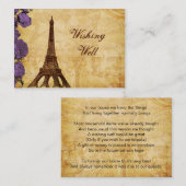 paarse vintage Eiffeltoren Paris Bruiloft Informatiekaartje (Voorkant / Achterkant)