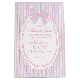 Paarse Vintage Fancy Bloemige Baby Shower Favoren Medium Cadeauzakje