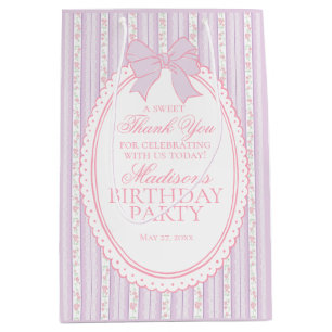 Paarse Vintage Fancy Bloemige Verjaardagsfeest Fav Medium Cadeauzakje