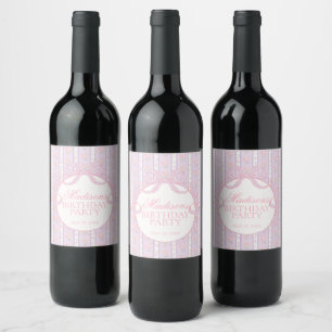 Paarse Vintage Fancy Bloemige Verjaardagsfeest Fav Wijn Etiket