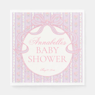 Paarse Vintage Fantasie Bloemige Baby Shower Desse Servet