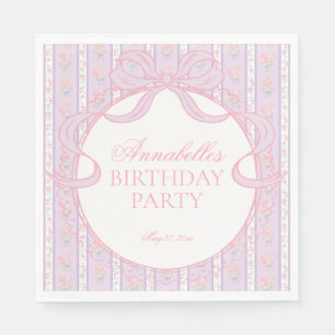 Paarse Vintage Fantasie Bloemige Verjaardagsfeest  Servet