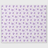 Paarse vintage kerstspeelgoed patroon cadeaupapier (Vlak)