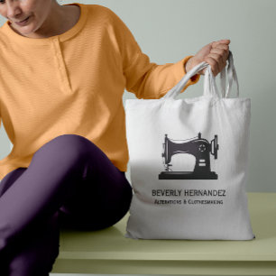 Paarse Vintage naaddruk naaimachine Tote Bag