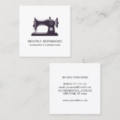 Paarse Vintage naaddruk naaimachine Vierkante Visitekaartje (Voorkant / Achterkant)