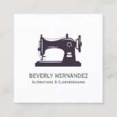 Paarse Vintage naaddruk naaimachine Vierkante Visitekaartje (Voorkant)