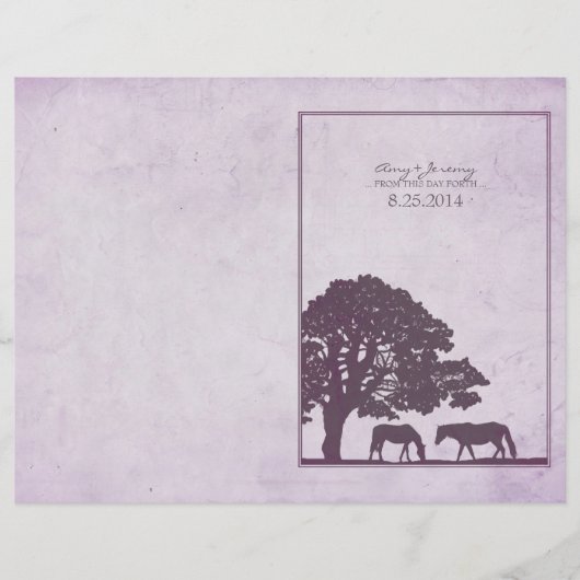 Paarse Vintage Paardenboerderij Bruiloft Flyer (Voorkant)