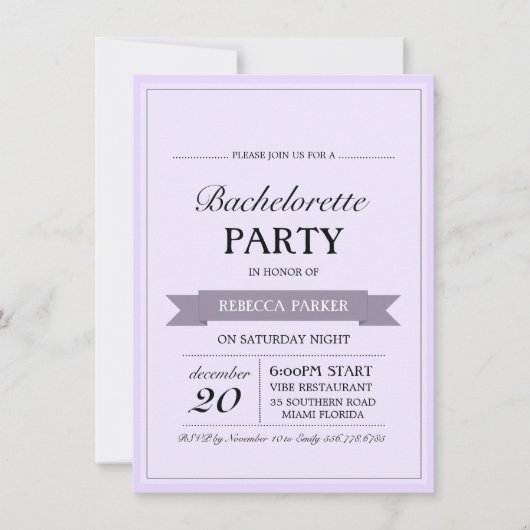 Paarse vintage poster Bachelorette Invitation Kaart (Voorkant)