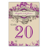 Paarse Vintage Trouwtafel Nummer Kaart (Achterkant)