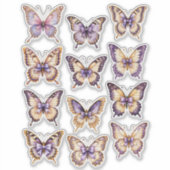 Paarse Vintage Vlinder Ephemera Sticker Vel (Voorkant)