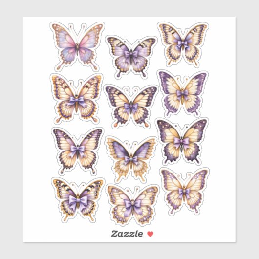Paarse Vintage Vlinder Ephemera Sticker Vel (Vel)