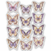 Paarse Vintage Vlinder Ephemera Sticker Vel (Voorkant)