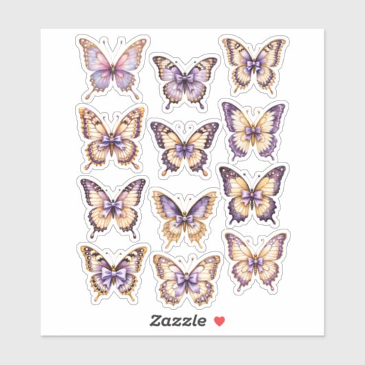 Paarse Vintage Vlinder Ephemera Sticker Vel (Vel)
