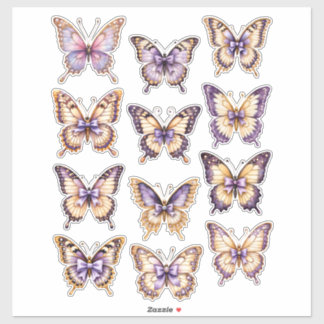 Paarse Vintage Vlinder Ephemera Sticker Vel