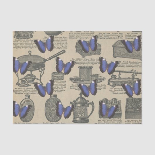 Paarse Vintage Vlinder Tissuepapier (Voorkant)