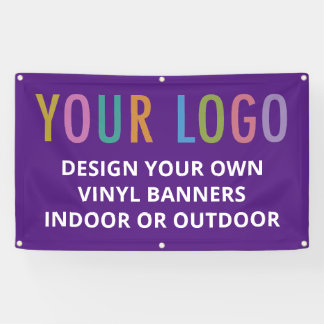 Paarse vinyl banner met oogjes voor buiten | binne