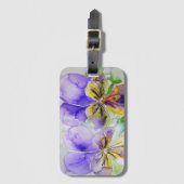 Paarse Viola Bloem Bloemen Waterverf Bagagelabel (Voorkant (verticaal))