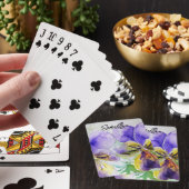 Paarse Viola Drie Violetjes Waterverfschilderij Pokerkaarten (Insitu)
