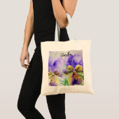 Paarse Viola Drie Violetjes Waterverfschilderij Tote Bag (Voorkant (product))