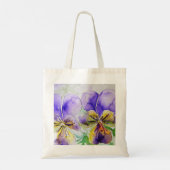 Paarse Viola Drie Violetjes Waterverfschilderij Tote Bag (Achterkant)