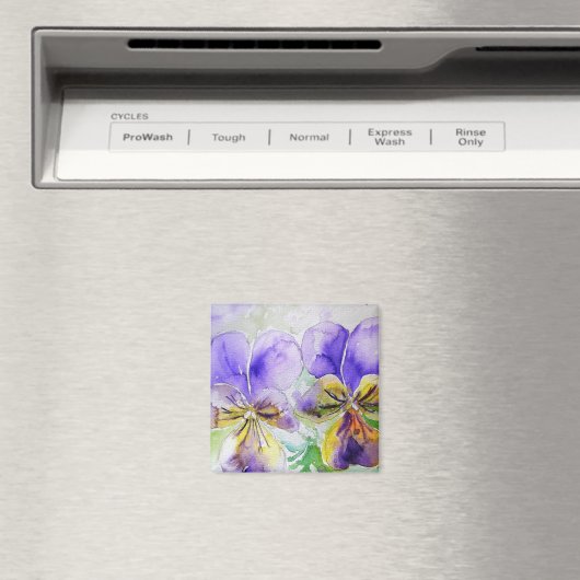 Paarse Viola Floral bloemen Waterverf Schilderen Magneet (Insitu (Vaatwasser))