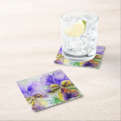 Paarse Viola Floral bloemen Waterverf Schilting Gl Kartonnen Onderzetters (Insitu)