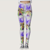 Paarse Viola Floral Waterverf Leggings (Voorkant)